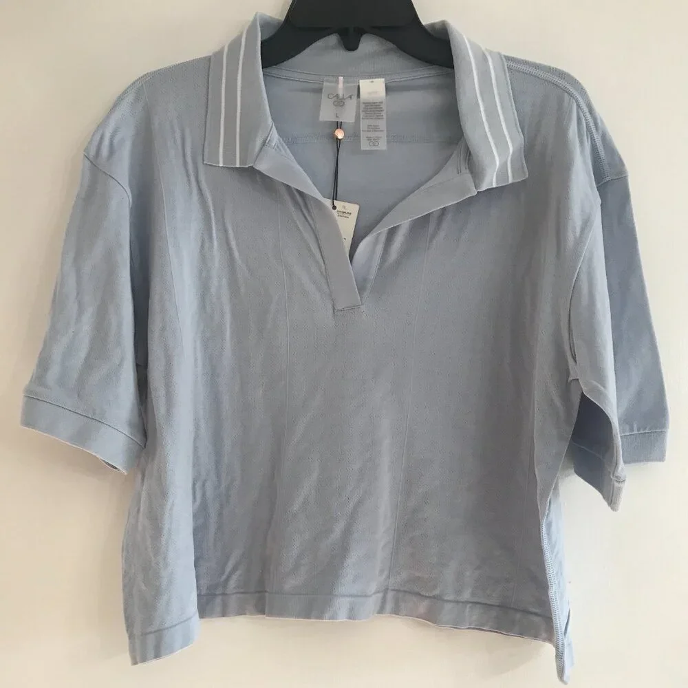 Calia Women's Seamless Tipped Polo in Pale Blue NWT - Picture 5 of 12